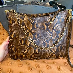 Alfani Chocolate Brown Snake Print Crossbody Purse